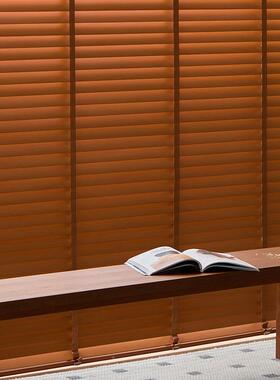 木百叶窗帘电房动2025木新款遮35390光升降质木卷帘客厅书实椴木