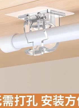 帘杆挂钩免打帘孔窗57840挂杆伸架用墙家面粘贴式支架夹子门帘缩