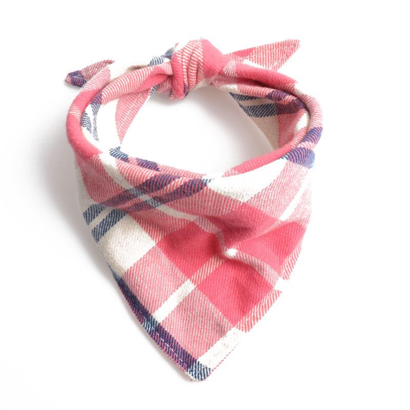 宠物口水巾三角巾狗狗猫咪格子双层加厚大型犬小型犬围脖围巾通用