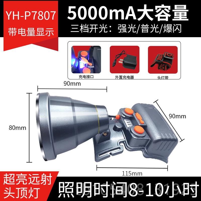 高档头灯强光充超亮头戴式手电筒探大照灯功率照钓明户电外头顶鱼