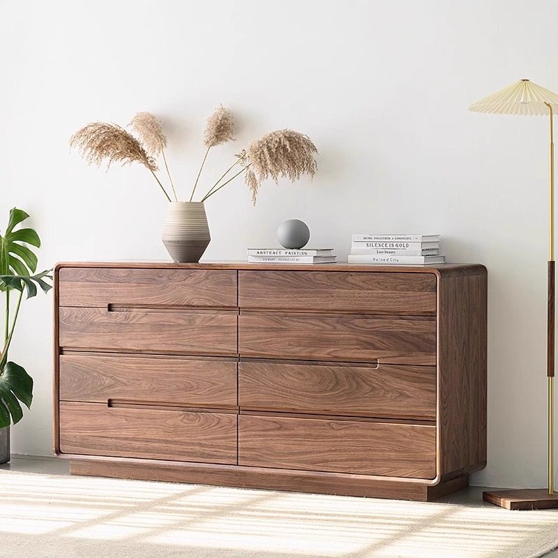 半茶伴木&ldquo;雁丘柜&rdquo;北美黑胡桃木八斗柜床尾柜实木卧室边柜储物柜