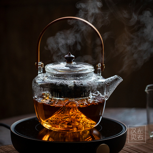 耐高温家用加厚玻璃煮茶壶大容量电陶炉蒸汽蒸茶壶提梁茶壶烧茶壶