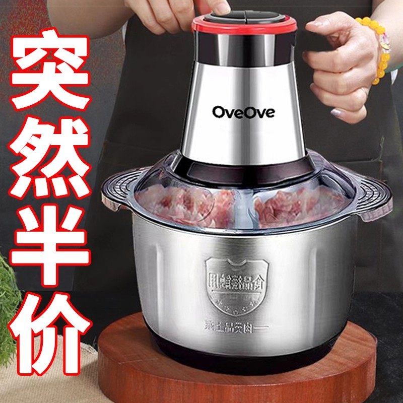 正品德国纯铜电机不锈钢304电动绞肉机家用和面多功能料理蒜泥碎