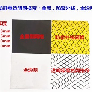PVC阻燃防静电网格帘透明黑色防C静电网格窗帘防S尘隔断门帘静电