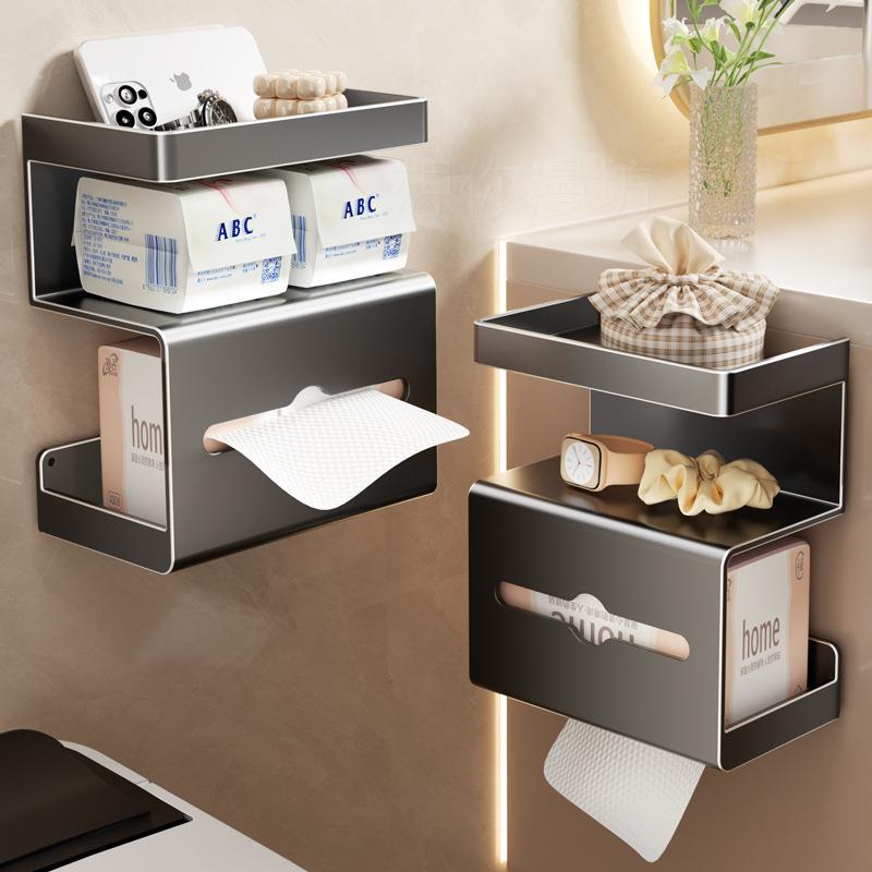 卫生间厕纸盒壁巾挂卷纸厕所卫生纸置物架抽纸盒洗手间免打孔纸架