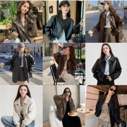 M上衣女款潮流休闲高级黑色拉链外套韩版黑色pu皮短款皮衣