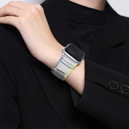 适用苹果手表表带applewatchs10野径回环尼龙iwatchs8/s7创意运动舒适气魔术贴se手表带Ultra2男女款百搭腕带