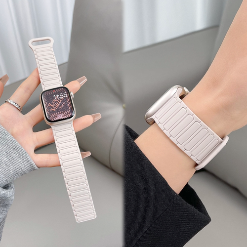 适用applewatch高级磁吸硅胶表带