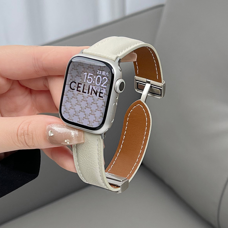适用applewatch高级磁吸扣皮表带