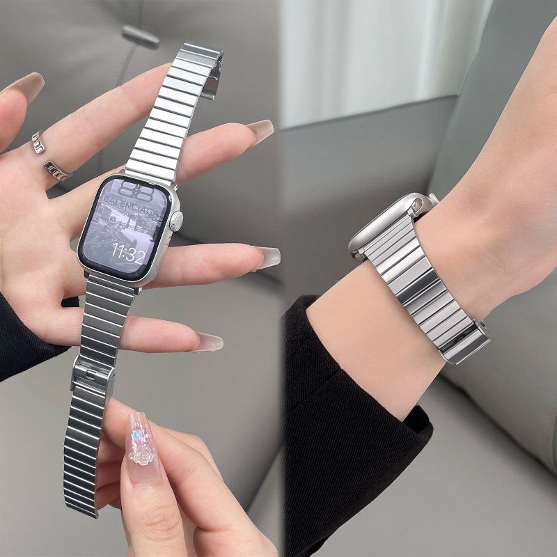 适用iwatchS9小蛮腰时尚金属表带