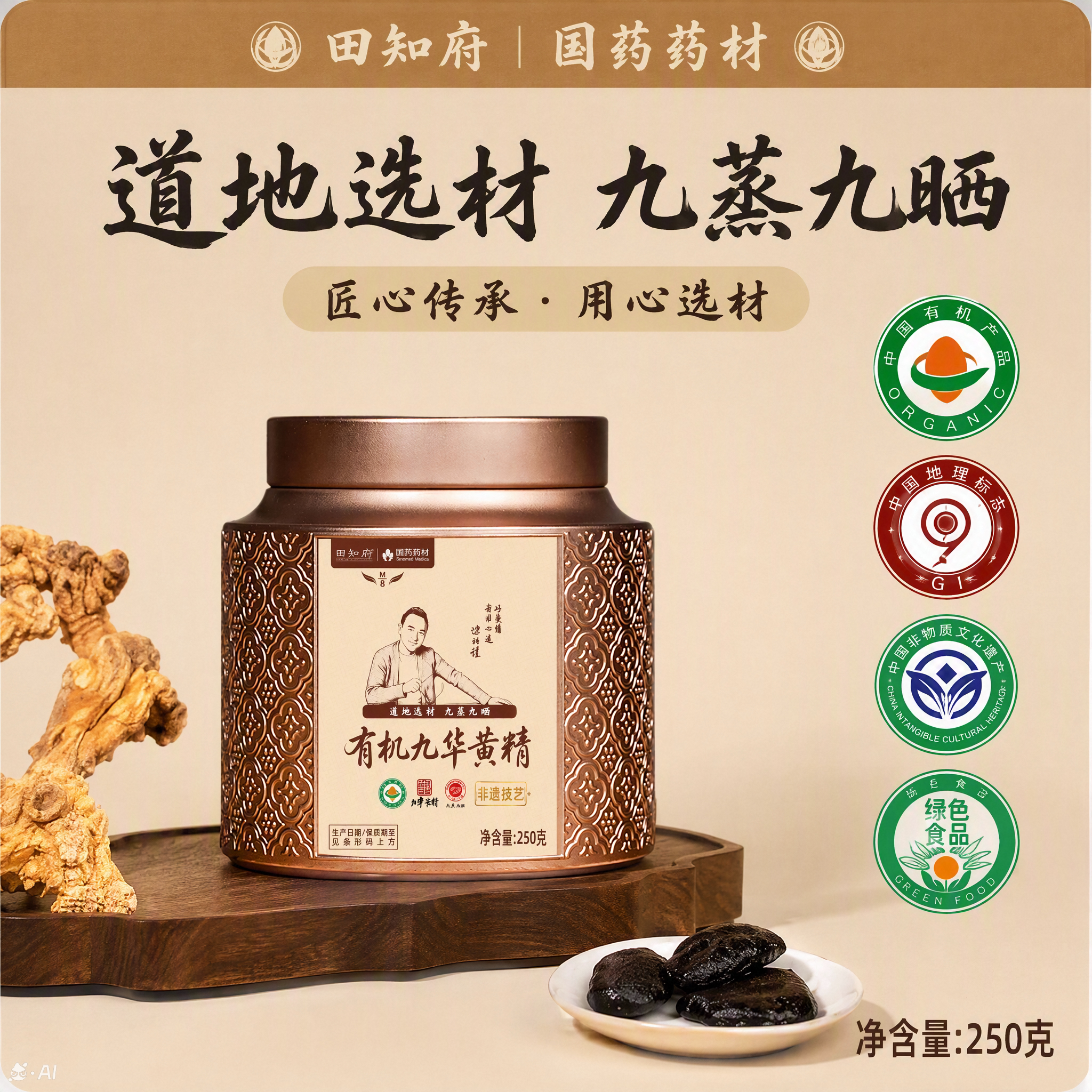 有机黄精九蒸九制官方旗舰店九晒九华山即食野生正品茶果片泡水喝