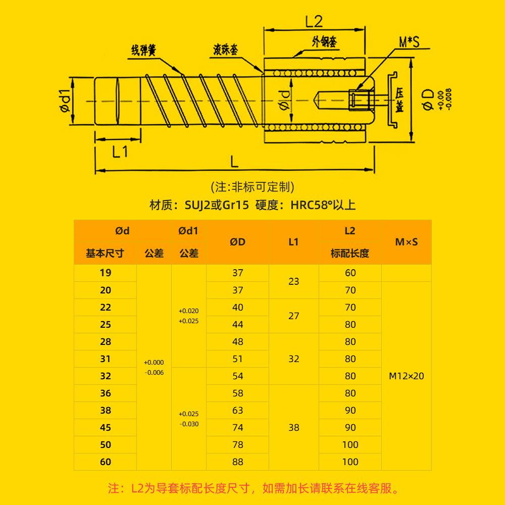 SRP滚珠导柱导套精密滚珠胶铝铜套45滑动模具配件活动压盖