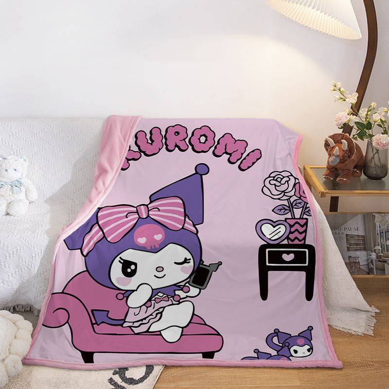 库洛米水晶绒法兰绒毛毯午睡毯加厚冬季宿舍床单儿童宿舍盖被