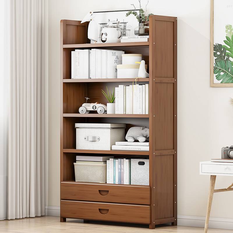 3YV5书架落地置物架家用实木卧室桌面多层收纳架省空间楠竹简易书