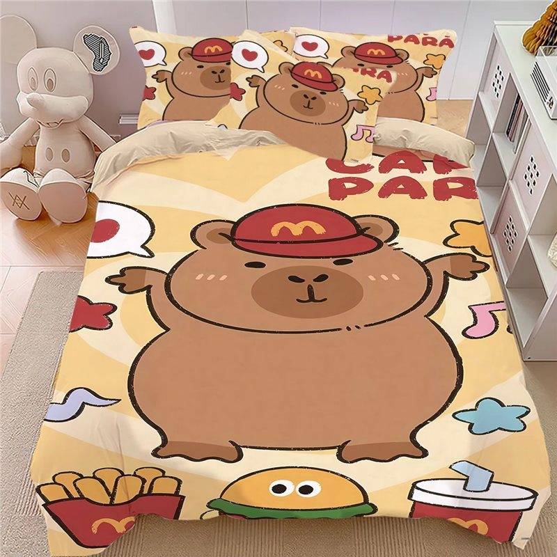 Capybara全棉四件套儿童上下铺卡皮巴拉纯棉三件套水豚床单款被套
