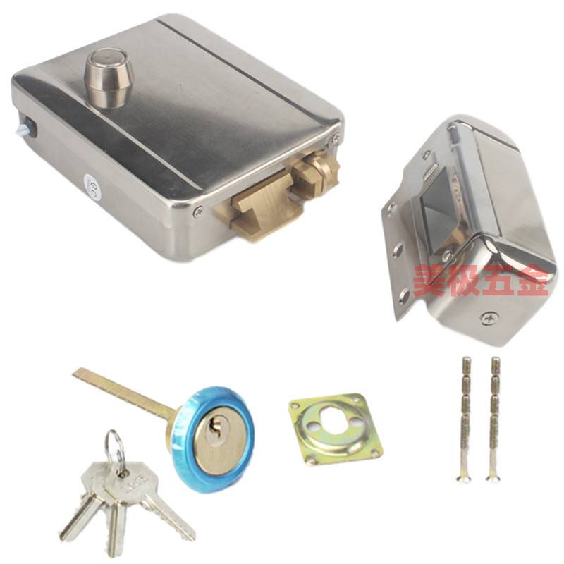 拉丝电控锁 楼宇对讲锁 安防锁门锁 防盗门锁 拉丝单头电锁滚轮式