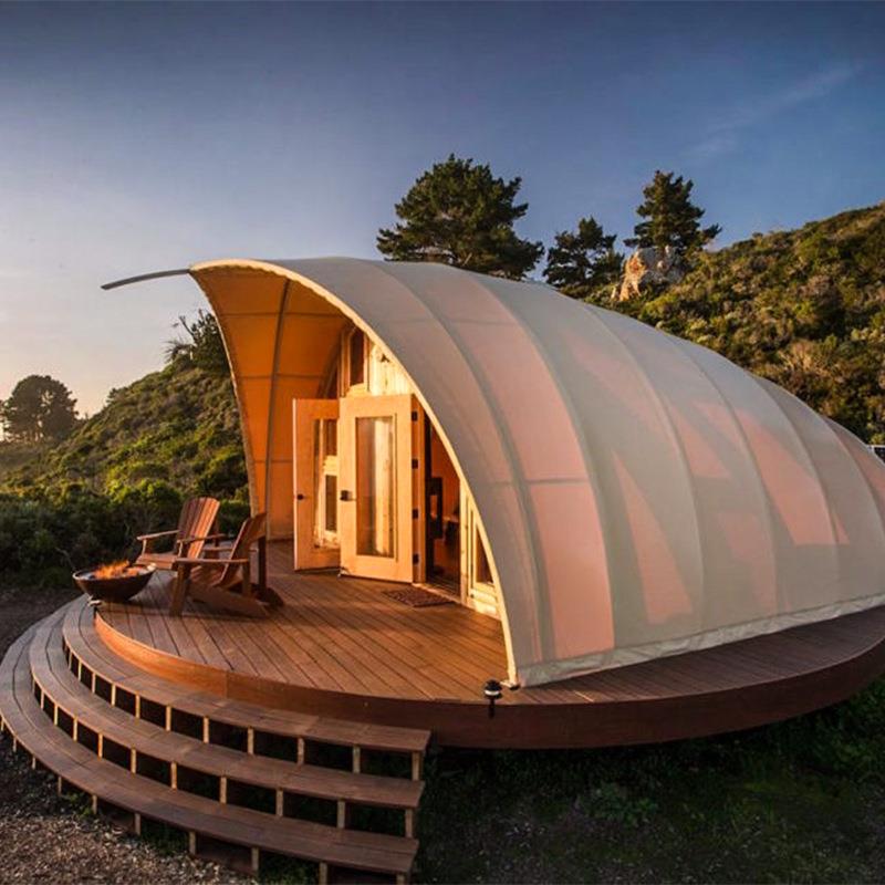 户外营地大型贝壳帐篷钢结构异型野奢酒店帐篷景区弧形帆船星空房