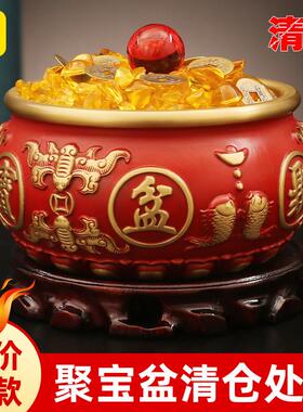 纯黄铜八福聚宝盆招财聚财摆件八方来财客厅玄关装饰店铺开业礼物