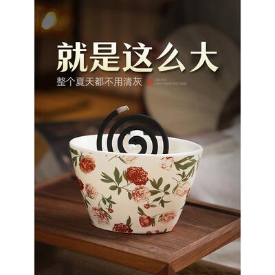 大型手绘陶瓷香炉蚊香托盘蚊香驱蚊香托盘托盘支架座烟灰盒防火砂