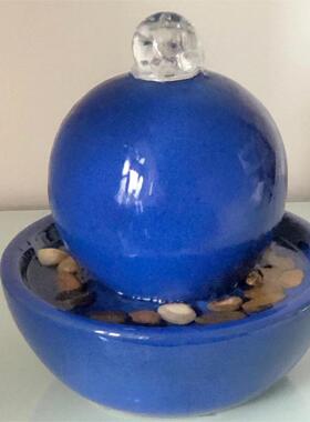 欧式陶瓷喷泉流水加湿器家居客厅风水球创意工艺品办公室桌面装饰