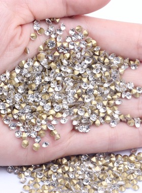 尖底钻水晶玻璃材质ss2-ss38 1.1-8.2mm白色白AB大包DIY饰品配件