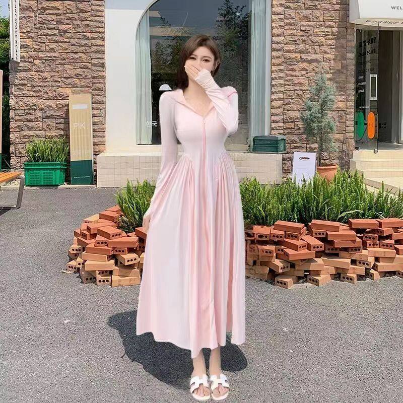 防晒衣女长款冰丝修身2026连帽防嗮服夏季新款薄款全身遮阳外套潮