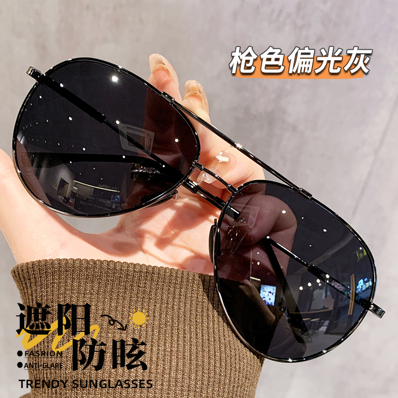 飞行员墨镜男款大脸偏光开车专用蛤蟆镜防晒防紫外线近Y视太阳眼