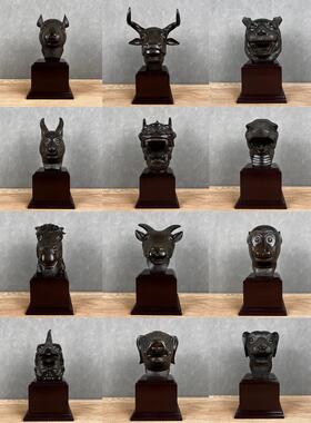 圆明园十二生肖兽首龙饰纯铜全套马鼠兔鸡牛猴虎猪十二铜首饰