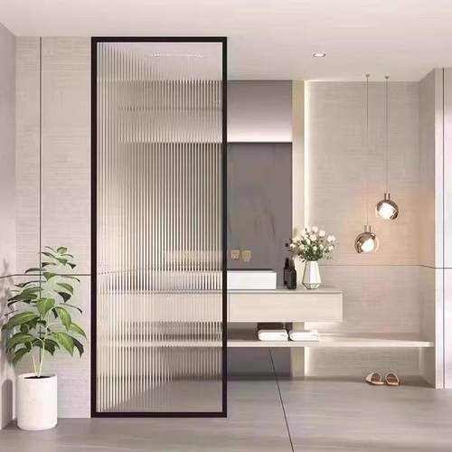 轻奢艺术玻璃屏风简约现代入户门玄关饭厅洗手间客厅遮挡隔断定制