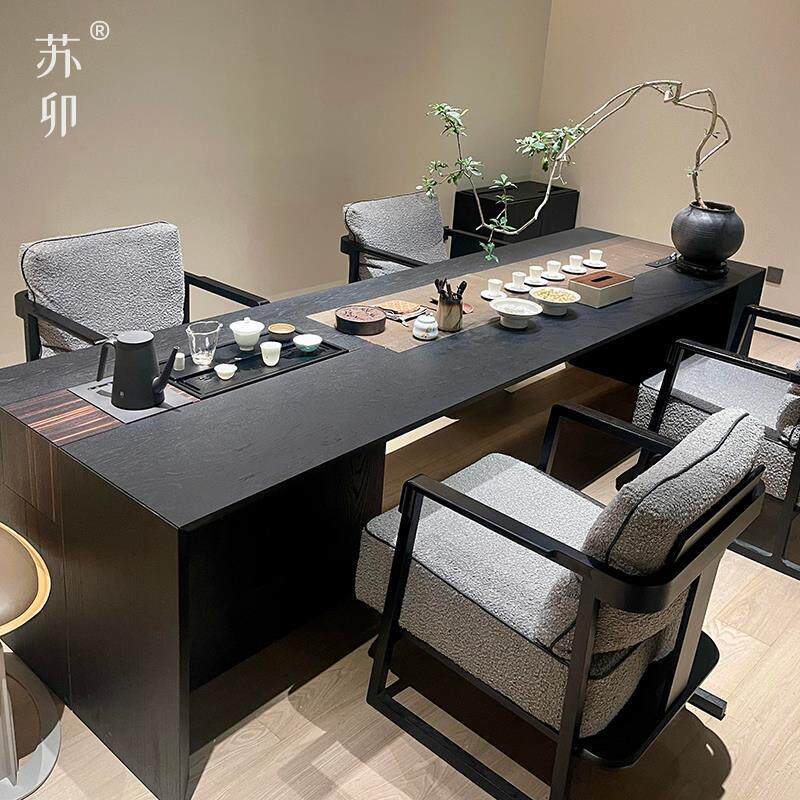 苏卯实木茶桌椅组合高端别墅家用会客新中式泡茶台设计师2025新款