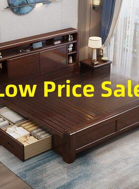 紫色檀香实木床现代简约1.8米双人床家庭储物床1.5米单人床