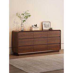 抽屉柜卧室储物柜主卧室床头柜客厅储物柜一体化抽屉柜靠墙实木色