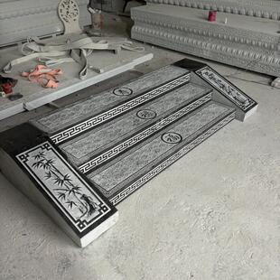 青石浮雕台阶石庭院入户大门口踏步石大理石祥云门槛铺地石