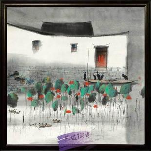 景德镇 瓷板画 江南春色 瓷画山水画 风景画 高级中式会所装饰画