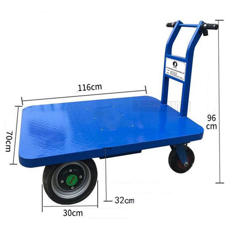 加厚钢板电动四轮手推车 家用货物F搬运车 快递便携手拉运输车