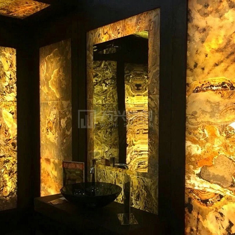 超薄透光石材云石发光板奢石w柔性石皮岩板酒吧KTV装饰灯软石薄石