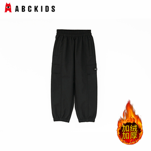 abckids童装男童加绒裤子2026冬装新款儿童加厚保暖冬季工装长裤