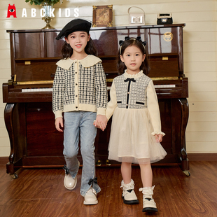 abckids童装女童连衣裙秋季2026新款儿童小香风裙子女宝宝公主裙
