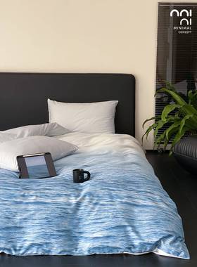 Minimal蓝色海洋｜A类简约风自然系100支全棉床上四件套纯棉床单