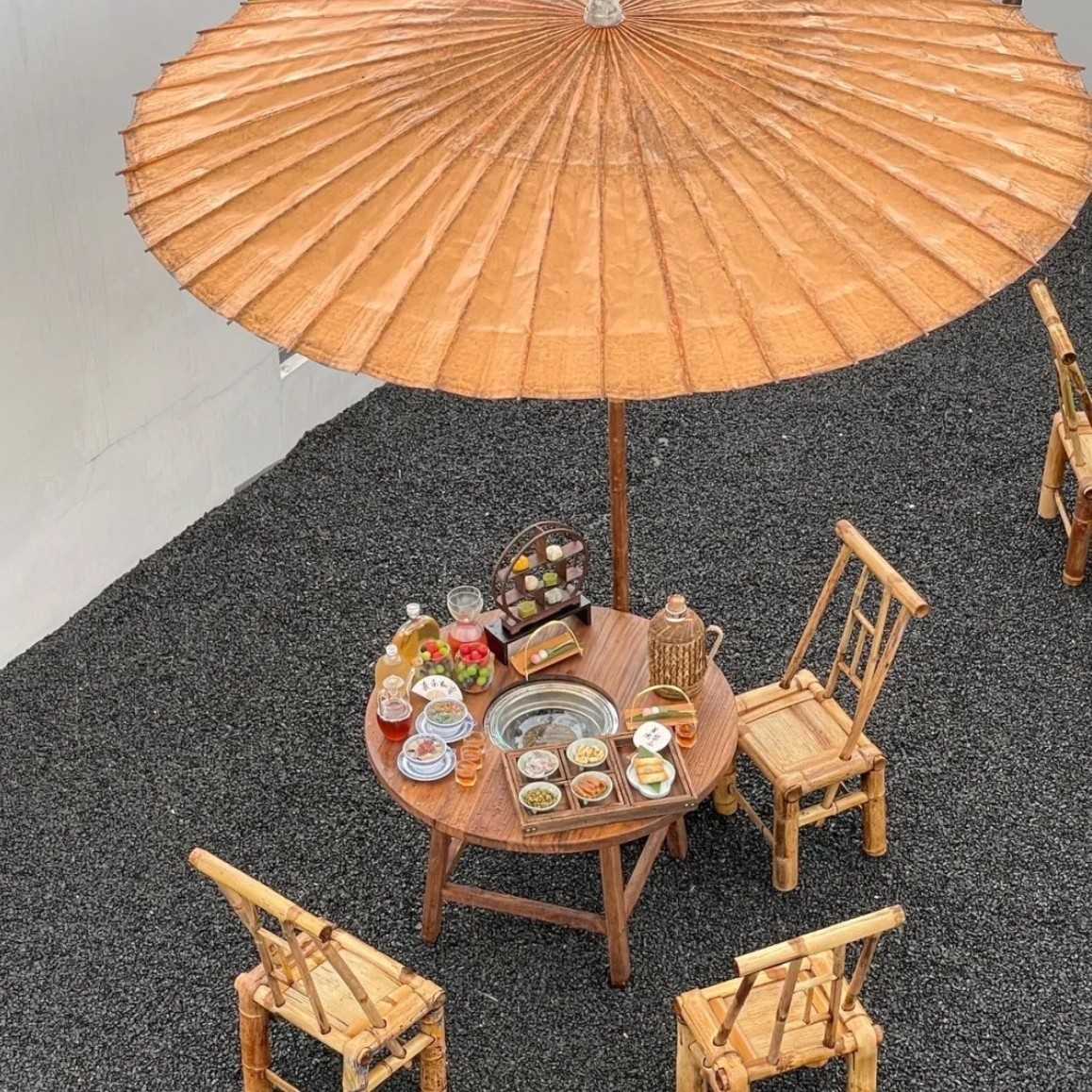 物新工坊 围炉煮茶户外伞 古风大油纸伞 中式庭院防雨防晒遮阳伞