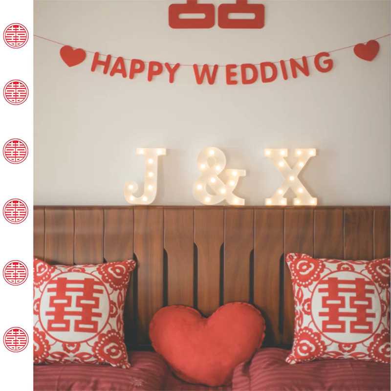 ?444Z 【卡卡西里家纺店】中式红色结婚喜床刺绣抱枕一对婚庆