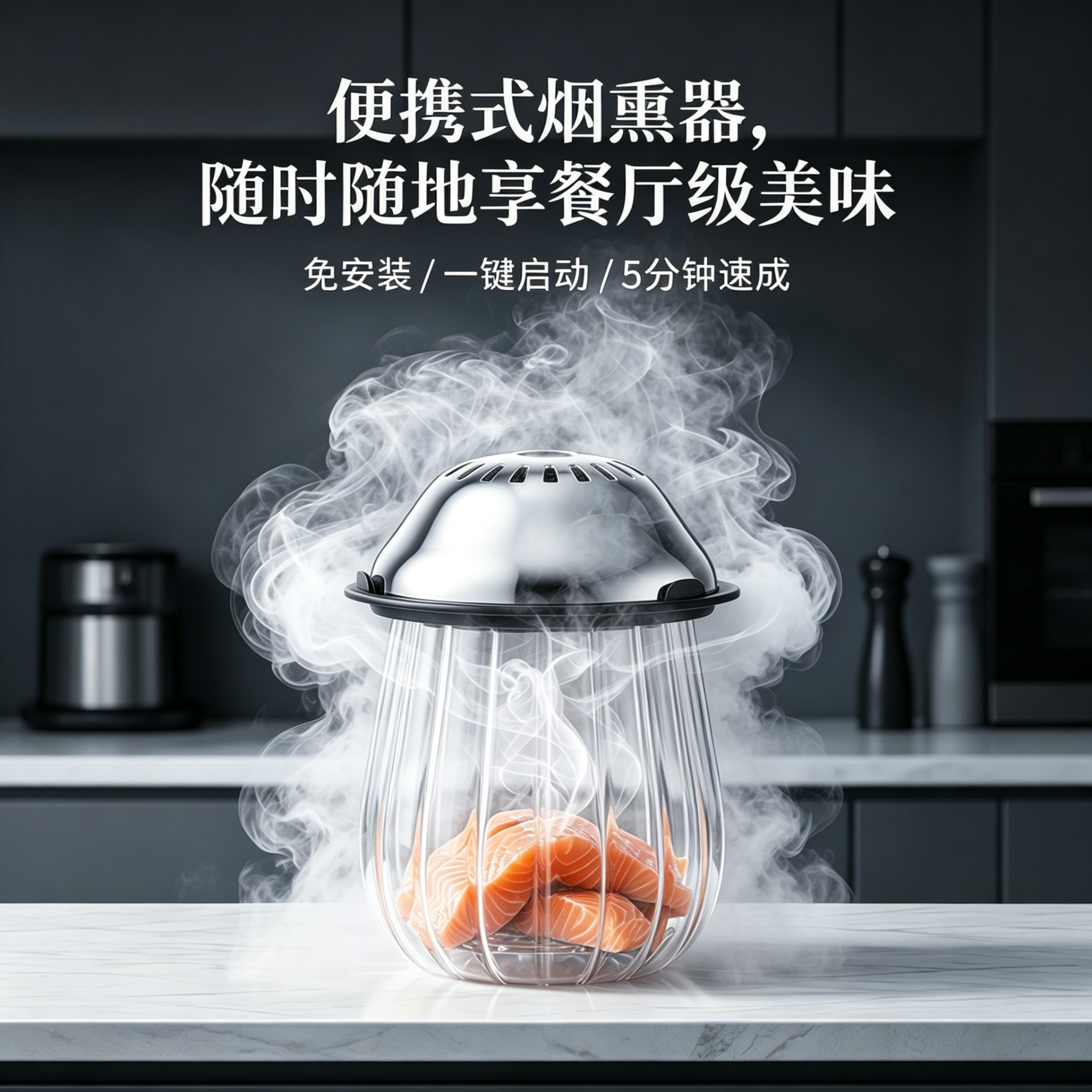 便携食物烟熏器三文鱼刺身冷熏机
