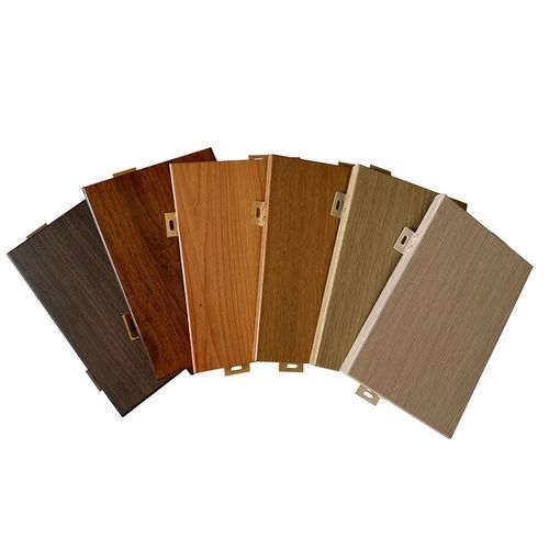 定制外墙穿d孔氟碳木纹铝单板门头装饰幕墙包柱造型冲孔铝单板厂