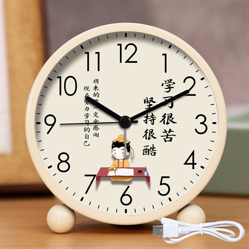 学习很苦闹钟学生用起床男女孩F儿童叫醒闹铃新款2024