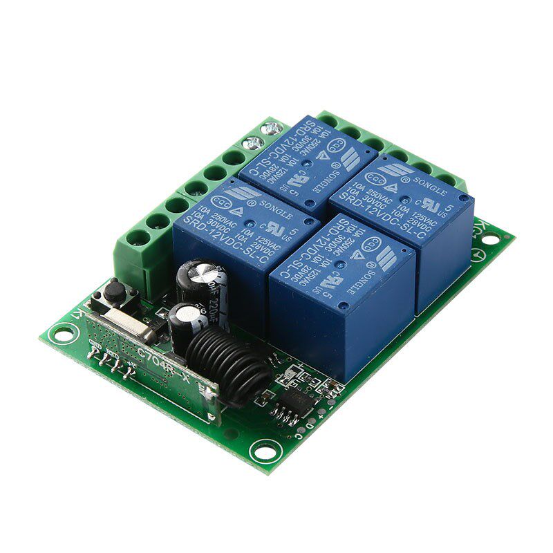 直流12v4路遥控开关卷闸门控制器大巴车门遥控R改装433开关信号