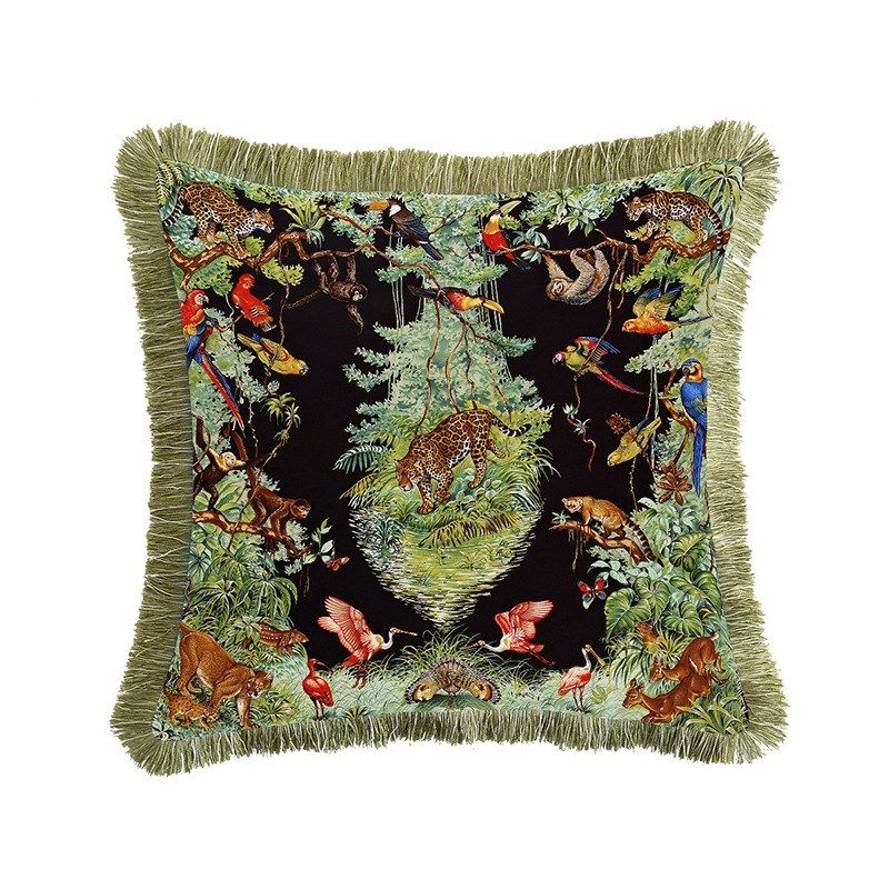 欧式奢华花豹系列沙发装饰抱枕 样板间飘窗汽车S流苏靠垫含芯腰枕