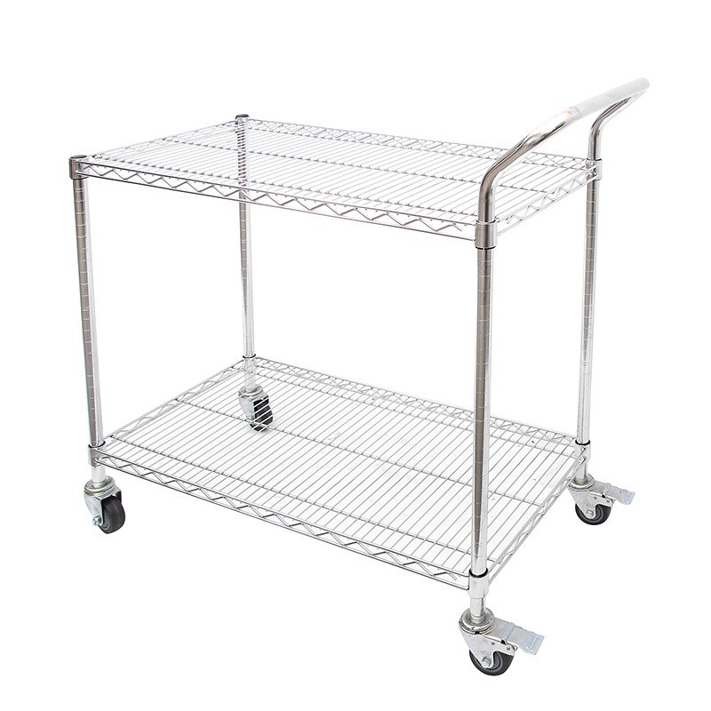 工厂仓库静音物料拣货分拣二层单扶手推车 车间周V转带轮子工具车