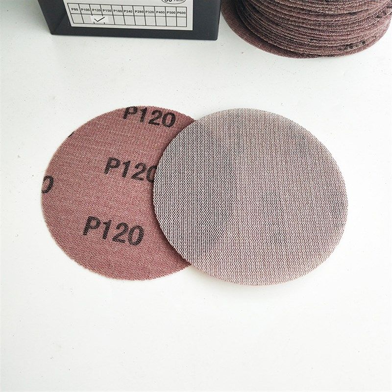 大美汽车干磨网砂5寸 6寸圆形植绒通用磨卡砂纸片防堵Y塞网格背绒