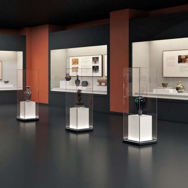 博物馆展示柜古玩文物字画柜台展览实木液压玻璃展柜陈列柜博