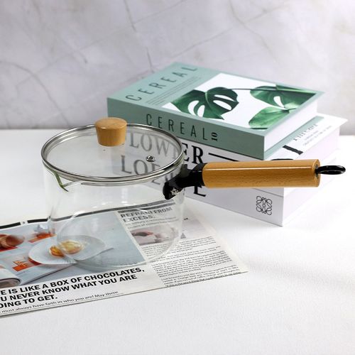 大号奶锅高硼硅加厚玻p璃锅2升可加热把手汤锅玻璃锅盖厂家超划算